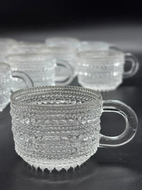 Vintage Iittala Kastehelmi Clear Glass Cups With Handles set of 12