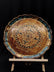 Vintage, hand-carved and hand-painted, round Florentine tray with mint and gold